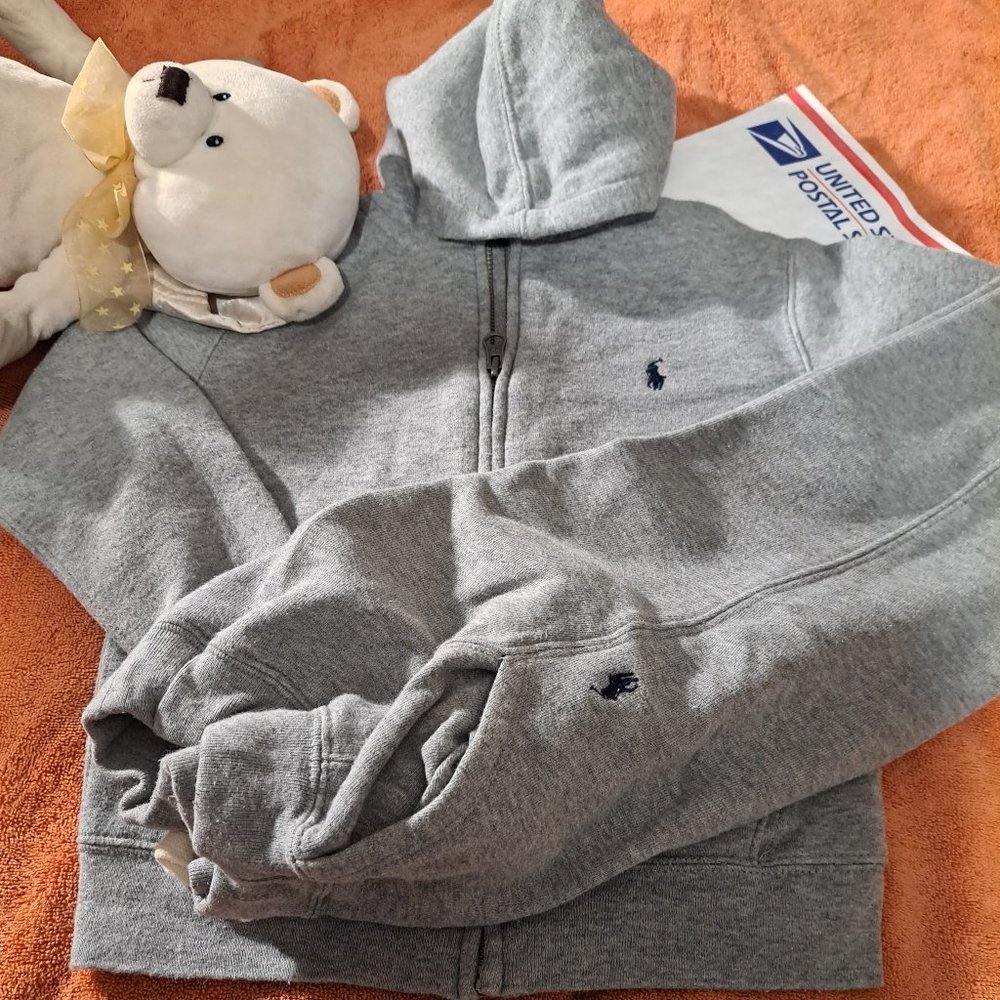 * POLO by RALPH LAUREN *  Girls Size 5 GRAY HOODED  SWEATSUIT  (SPORTY )
